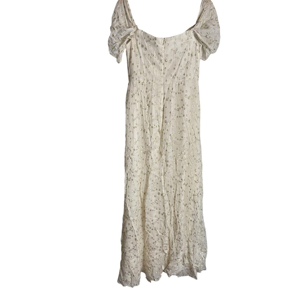 Monique Lhuillier White Gold Metallic Draped Coupe Sweetheart  Formal Gown 10 - Picture 14 of 14
